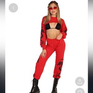Iheartraves Dead End Dragon Ultra Crop Top With Joggers